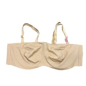 Cacique Size 46C Bra Unlined Multi-way Strapless Beige NEW Underwire Unpadded